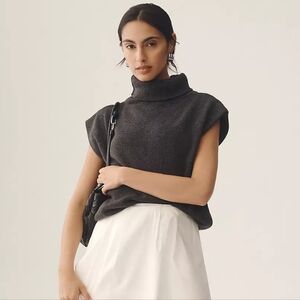 Anthropologie Maeve Mock-Neck Muscle Sweater Vest